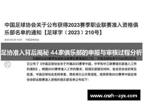 足协准入背后揭秘 44家俱乐部的申报与审核过程分析